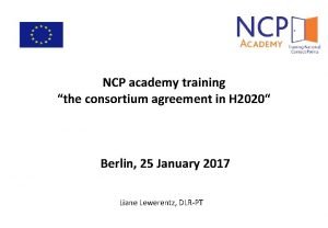 NCP academy training the consortium agreement in H