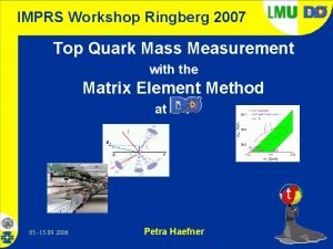 IMPRS Workshop Ringberg 2007 Top Quark Mass Measurement
