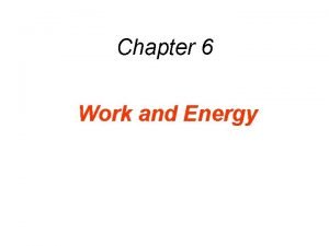 Work and energy