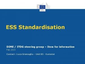 ESS Standardisation DIME ITDG steering group Item for