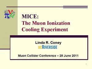 MICE The Muon Ionization Cooling Experiment Linda R