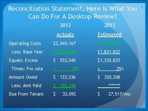 Tenant reconciliation statement