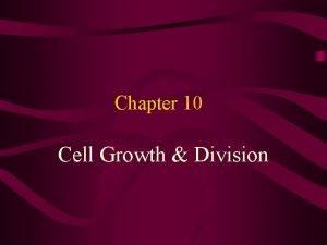 Chapter 10 Cell Growth Division 10 1 Cell