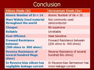 Conclusion of semiconductor diode