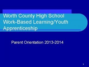 Worth County High School WorkBased LearningYouth Apprenticeship Parent