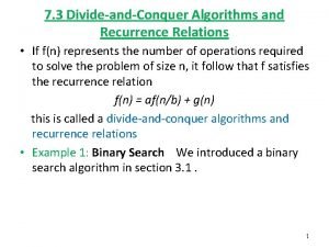Algorithm recurrence relation