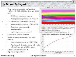 S 3 D on Intrepid Weak scaling experiments