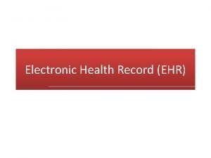 Electronic Health Record EHR Clinical Data pertaining to