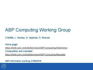 ABP Computing Working Group X Buffat L Deniau