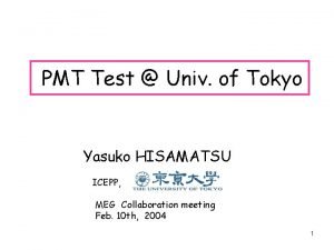 PMT Test Univ of Tokyo Yasuko HISAMATSU ICEPP