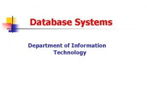 Database system technology Database system technology