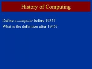 Define history of computer