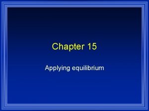 Chapter 15 Applying equilibrium The Common Ion Effect