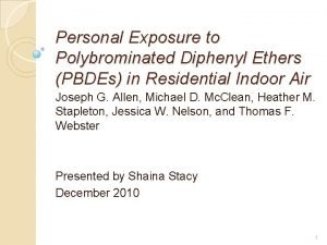 Personal Exposure to Polybrominated Diphenyl Ethers PBDEs in