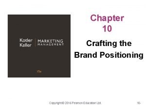 Chapter 10 Crafting the Brand Positioning Copyright 2016