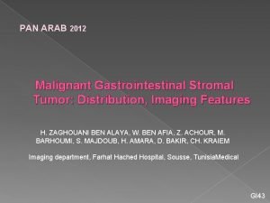 PAN ARAB 2012 Malignant Gastrointestinal Stromal Tumor Distribution