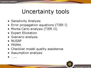 Copernicus Institute Uncertainty tools Sensitivity Analysis Error propagation