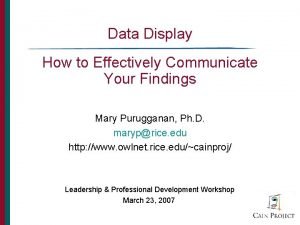 Data Display How to Effectively Communicate Your Findings