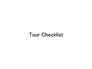 Tour manager checklist