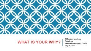 WHAT IS YOUR WHY 7 Mindsets Academy Redelivery