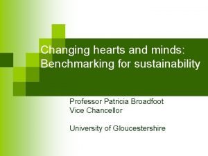 Changing hearts and minds Benchmarking for sustainability Professor