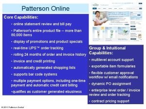 Patterson Online Core Capabilities online statement review and