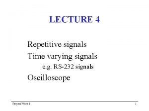 LECTURE 4 Repetitive signals Time varying signals e