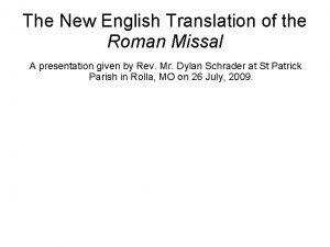 New english translation of the roman missal pdf
