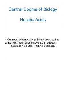 Central Dogma of Biology Nucleic Acids 1 Quiz