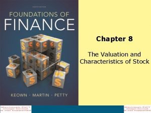 Chapter 8 The Valuation and Characteristics of Stock