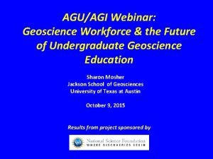 AGUAGI Webinar Geoscience Workforce the Future of Undergraduate