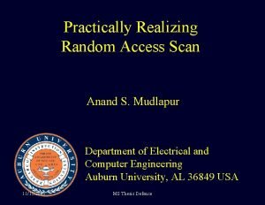 Practically Realizing Random Access Scan Anand S Mudlapur