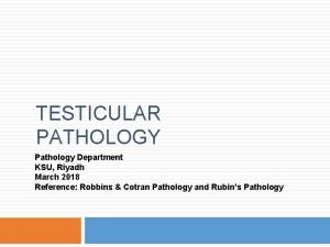 TESTICULAR PATHOLOGY Pathology Department KSU Riyadh March 2018