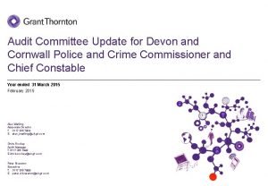 Audit Committee Update for Devon and Cornwall Police