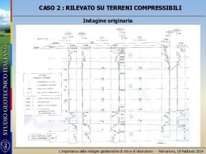 CASO 2 RILEVATO SU TERRENI COMPRESSIBILI Indagine originaria