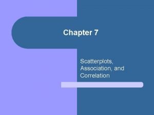 Chapter 7 Scatterplots Association and Correlation Looking at