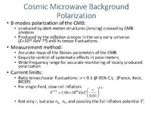 Cosmic Microwave Background Polarization Bmodes polarization of the