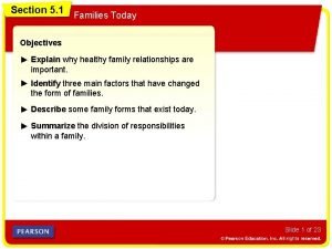 Section 5 1 Families Today Objectives Explain why