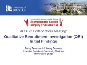 ACST2 Collaborators Meeting Qualitative Recruitment Investigation QRI Initial