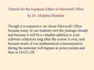 Equation editor tutorial