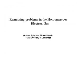 Remaining problems in the Homogeneous Electron Gas Graham