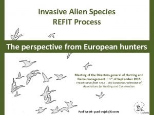 Invasive Alien Species REFIT Process The perspective from