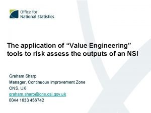 Value engineering tools