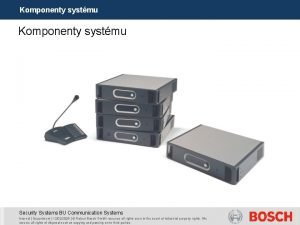 Komponenty systmu Security Systems BU Communication Systems Internal
