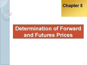 Chapter 5 Determination of Forward and Futures Prices