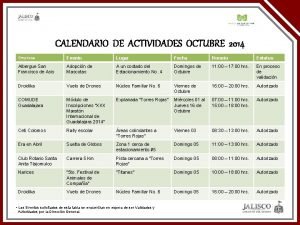 Calendario de actividades de una empresa