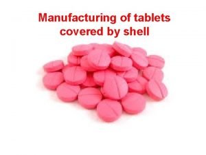 Manufacturing of tablets covered by shell The general