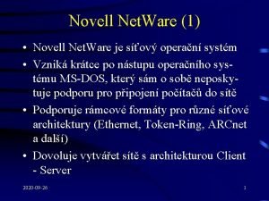 Novell Net Ware 1 Novell Net Ware je Novell Net Ware 1 Novell Net Ware je