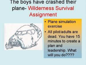 The boys have crashed their plane Wilderness Survival