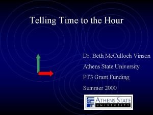 Telling Time to the Hour Dr Beth Mc